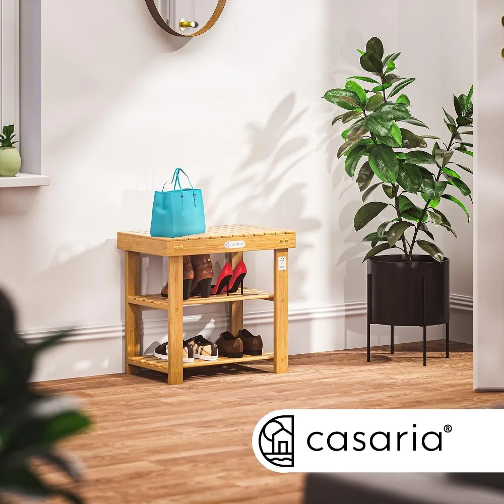 Casaria NINA előszobai pad cipőtartóval, 50x30x46cm, természetes barna