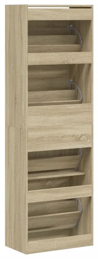 sonoma tölgy cipőszekrény 4 kihajtható fiókkal 60x34x187,5 cm