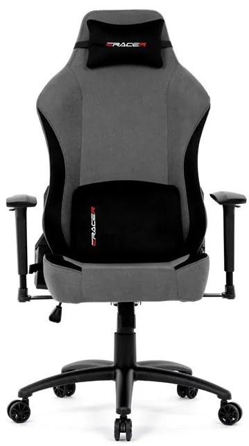 Gamer szék hintamechanikával, szürke szövetkárpittal. KA-F12 GREY2