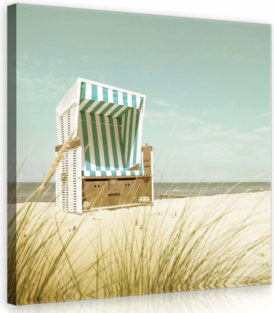 Vászonkép 40x40 Tengerpart napozóágy tenger nyugalom nyár pihenés tengerpart