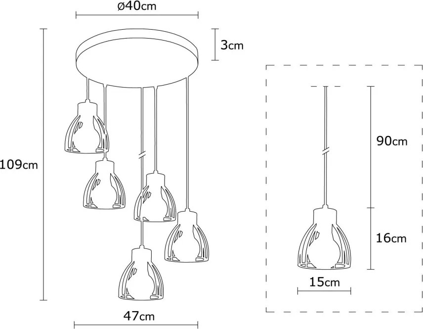 Kemah fém függőlámpa, Ø47 cm