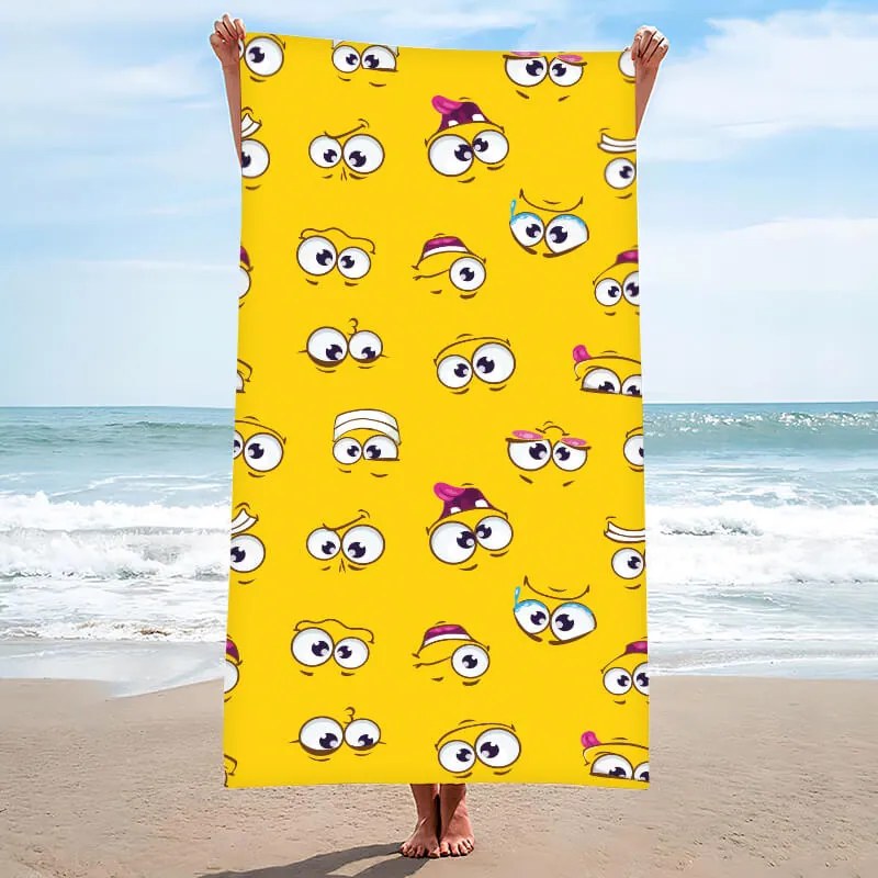 Strandtörölköző SMILE 100x180 cm sárga, 100% mikroszálas