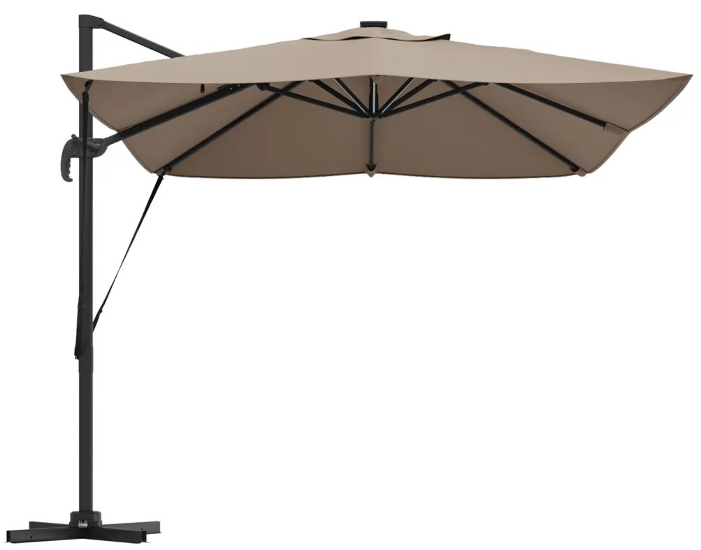 Konzolos Roma Napernyő LED-del Taupe 352x251x265 cm Alumínium