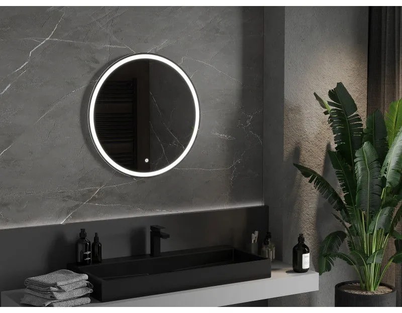 Mexen Gobi, LED kör alakú fürdoszobai tükör háttérvilágítással 70 cm, 6000K, páramentes, 9801-070-070-611-00