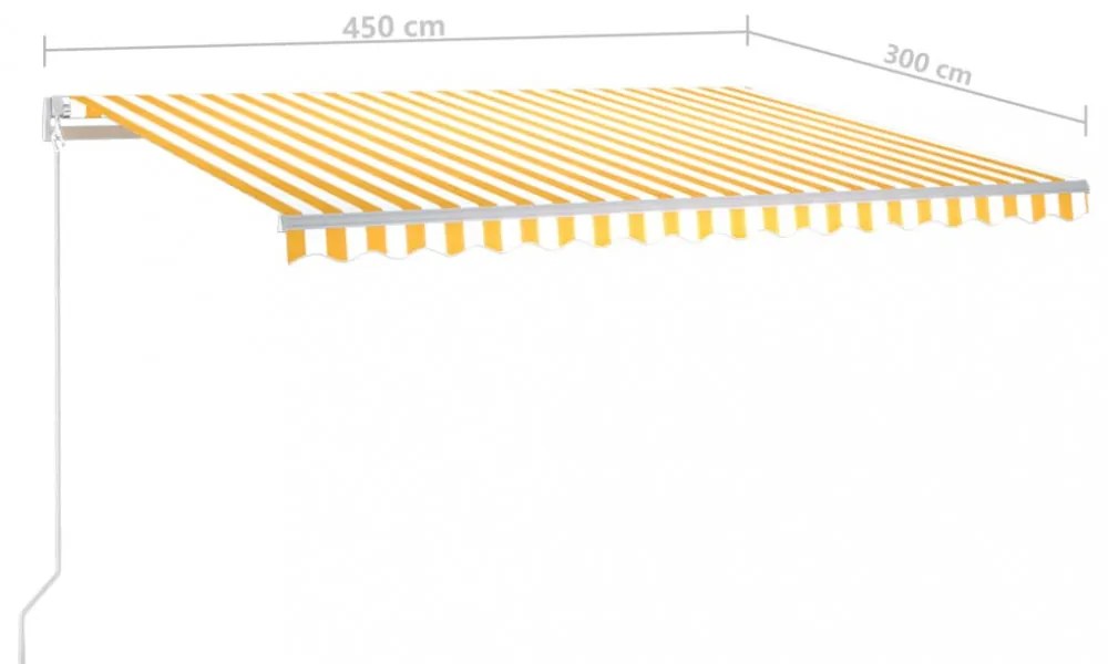 sárga és fehér kézzel kihúzható napellenző 450 x 300 cm