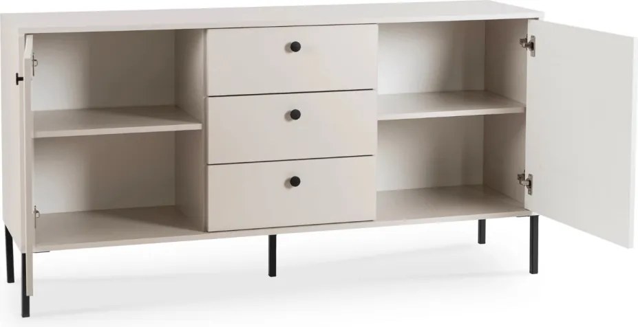 Kétajtós komód fiókokkal 154 cm kasmír színben bordázott fronttal – SOFT