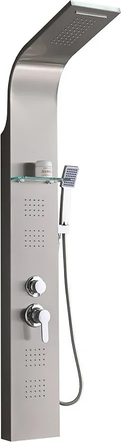 Alegro Silver hidromasszázs zuhanypanel, rozsdamentes acél