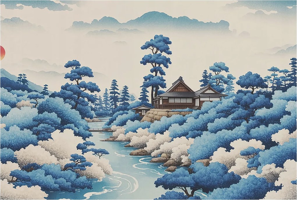 Dekoratív fotótapéta falra Könnyű összeszerelés Nyugodt természet 104x70 Ragasztó