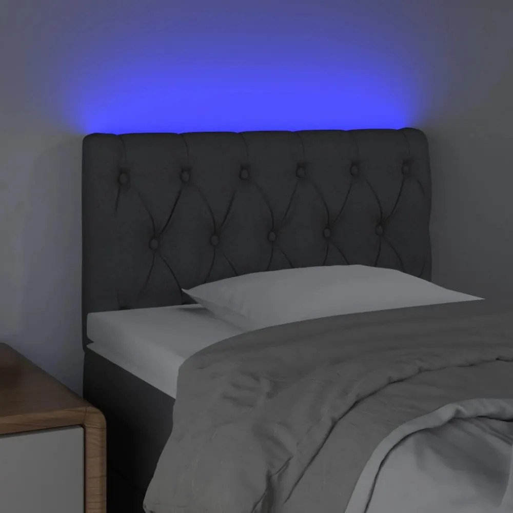 sötétszürke szövet LED-es fejtámla 80 x 7 x 78/88 cm