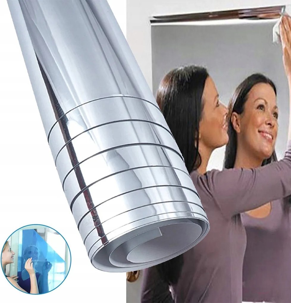 Tükörfólia Öntapadós Tükör Bútor Falra 200 x 60 cm