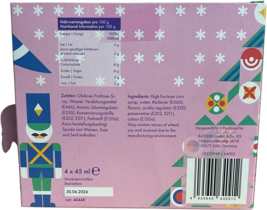 SANTA'S SYRUP SLEIGH téli szirup válogatás, 4 x 45 ml