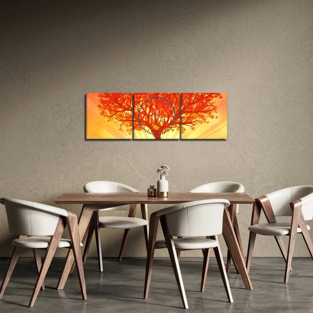 Kép - Fa a nap ragyogásában (órával) (90x30 cm)