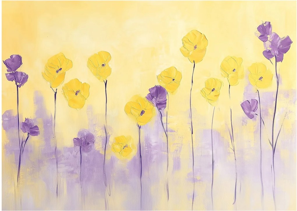 Kép - Lila és sárga virágok (70x50 cm)
