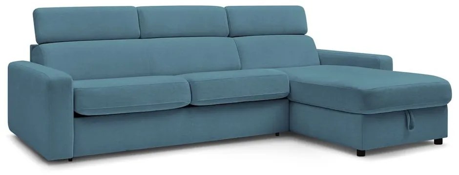 Kék kinyitható sarokkanapé (variálható) Monaco – Bobochic Paris