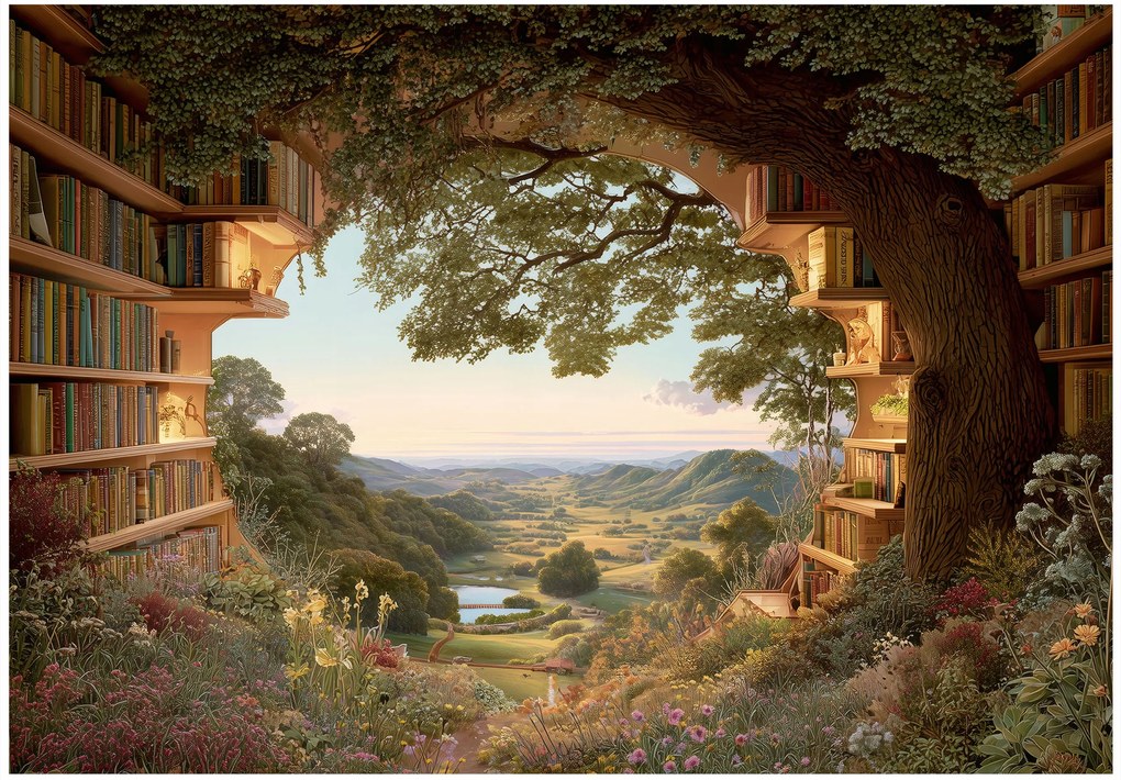 3D Fotótapéta Fa Könyvtár Hálószoba Nappali Tapéta Flizelina 150x105