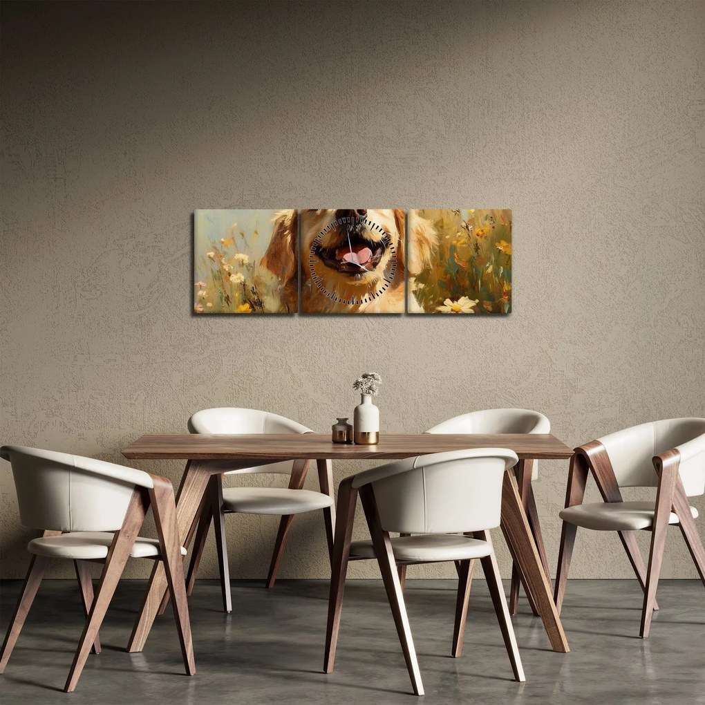 Kép - Boldog kutyus (órával) (90x30 cm)