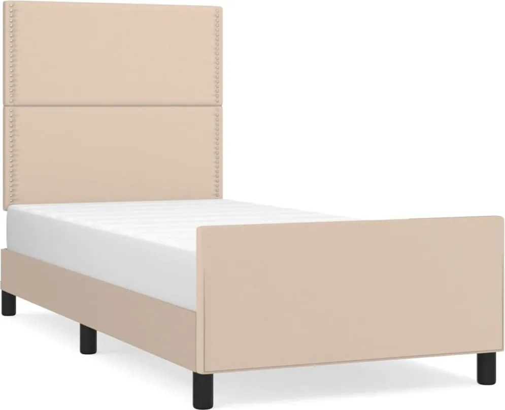 vidaXL cappuccino színű műbőr ágykeret fejtámlával 90x190 cm