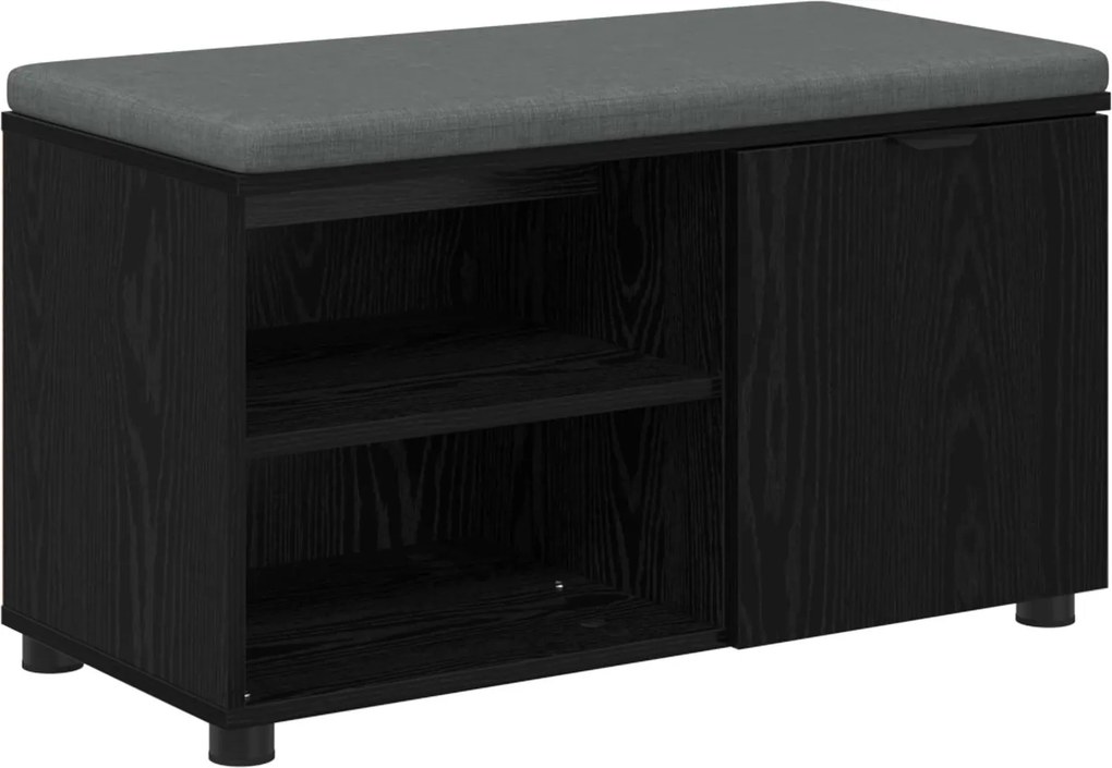vidaXL Előtér pad Fekete Tölgy 80 x 38 x 46 cm Műanyag Fa és Szövet