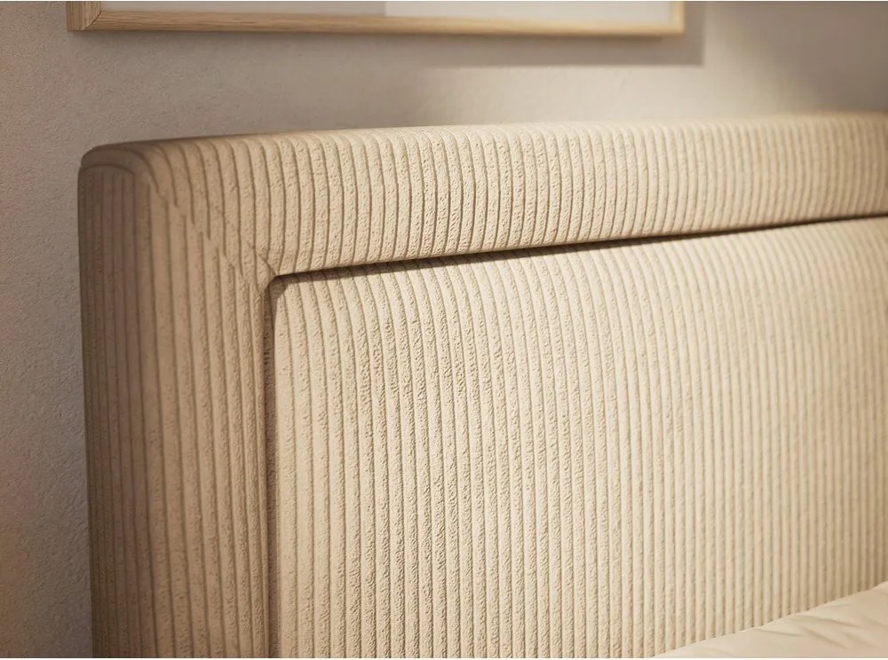 Bézs ágyneműtartós boxspring ágy 200x200 cm Fresco – Maison de Rêve