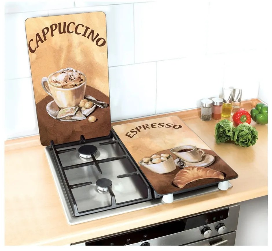Edzett üveg tűzhely fedőlap szett 2 db-os 30x52 cm Coffee – Wenko
