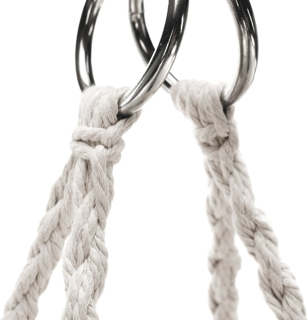 Függő hintaszék bojtokkal, fehér, DELUS