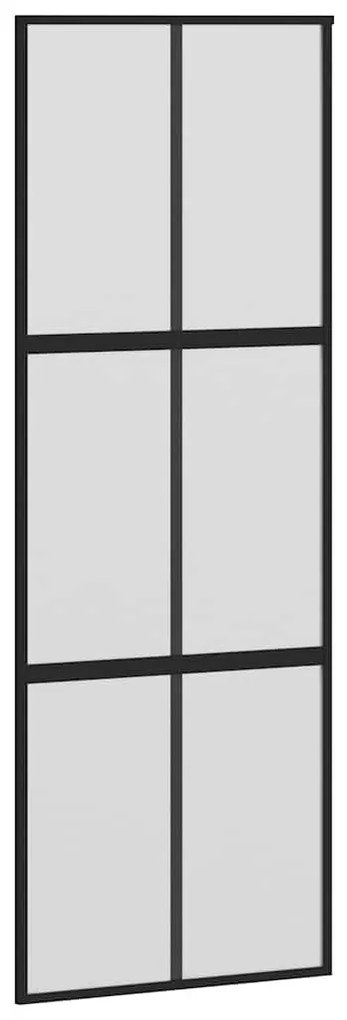 Fekete edzett üveg tolóajtó fémszerelék szettel 76x205 cm