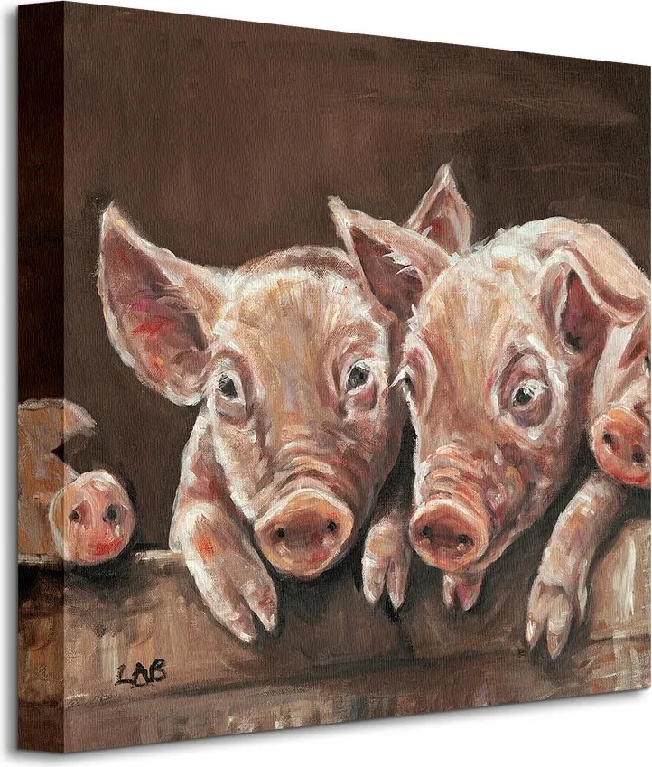 Rózsaszín malacok vászonkép 40x40 cm