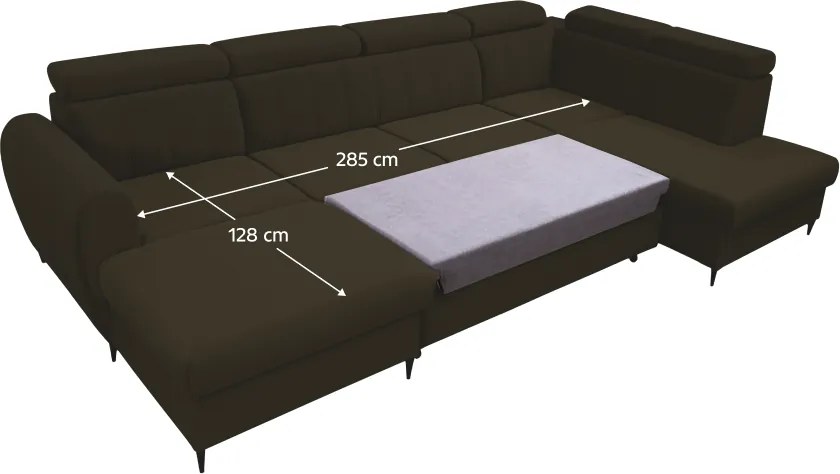 Kinyitható ülőgarnitúra, barna, balos, KORIO U