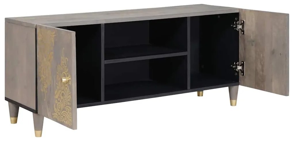 TV szekrény Szürke és Arany 105 x 33.5 x 46 cm Tömör mangófa