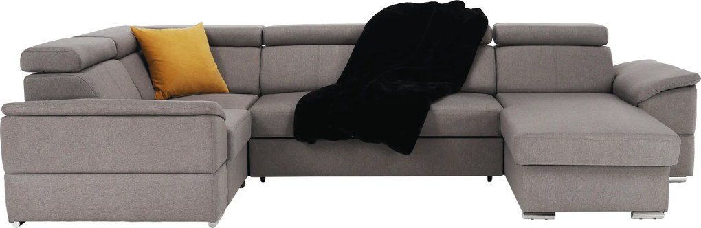 Ülőgarnitúra, szürkésbarna Taupe, jobbos kivitelezés, SEGORIA ROH U