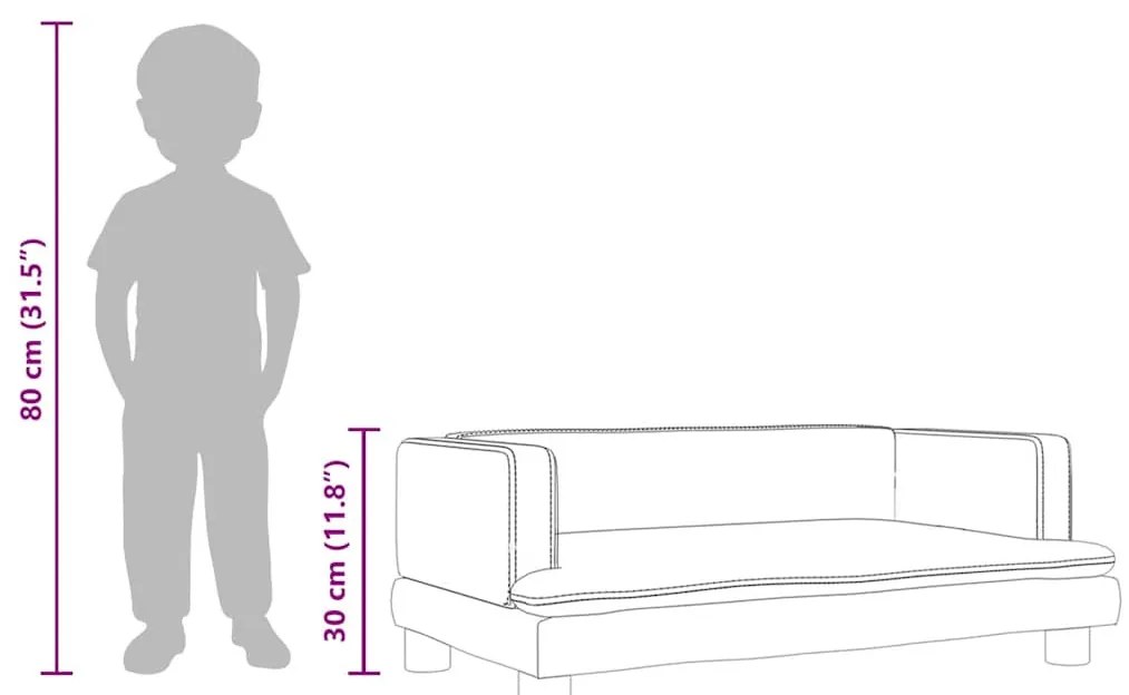 fekete bársony gyerekkanapé 80 x 45 x 30 cm