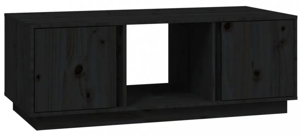 fekete tömör fenyőfa dohányzóasztal 110x50x40 cm