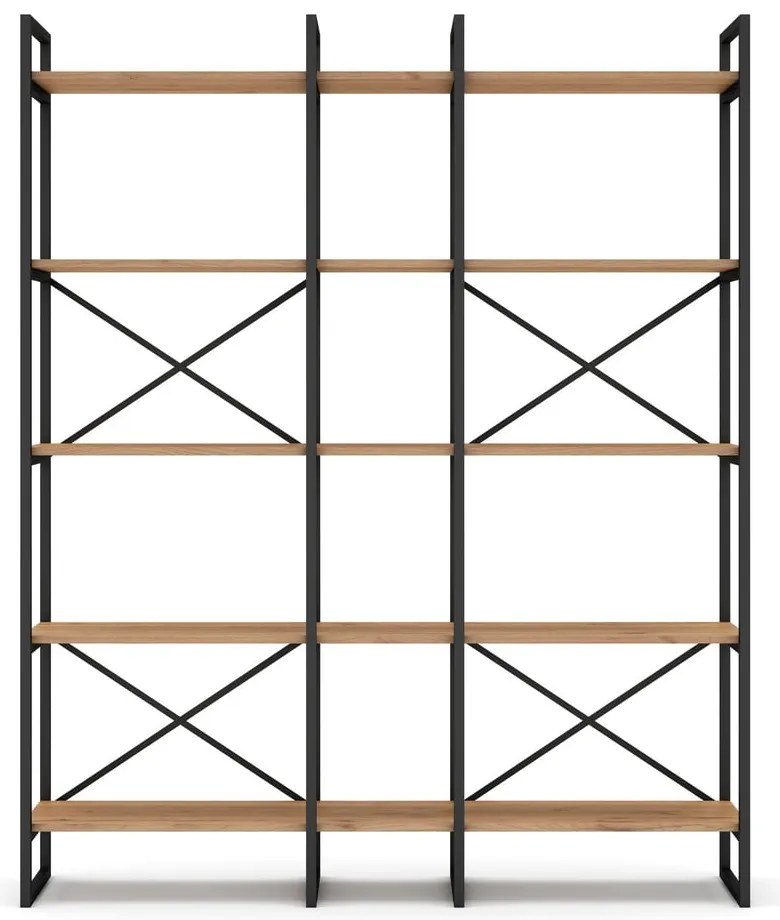 Fekete-natúr színű polcos állvány tölgyfa dekorral 144x175 cm Dusan – Marckeric