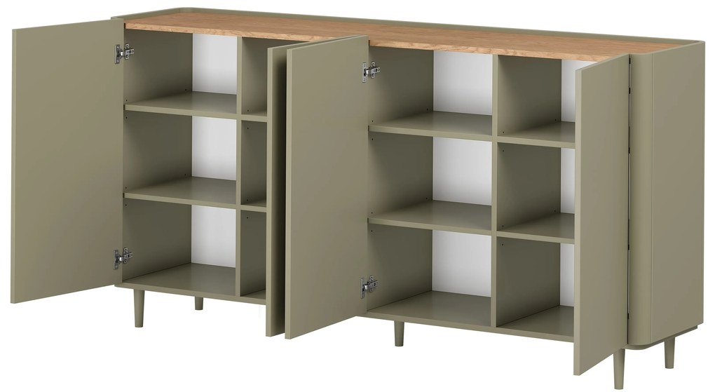 Elivo komód 200 cm fém lábakon - eukaliptusz / baltic dune tölgy