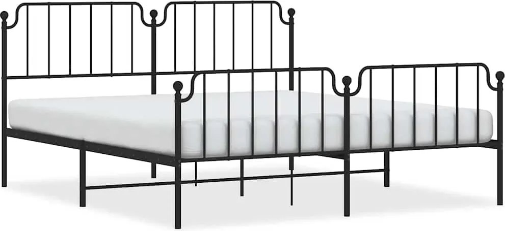 vidaXL fekete fém ágykeret fej- és lábtámlával 183 x 213 cm