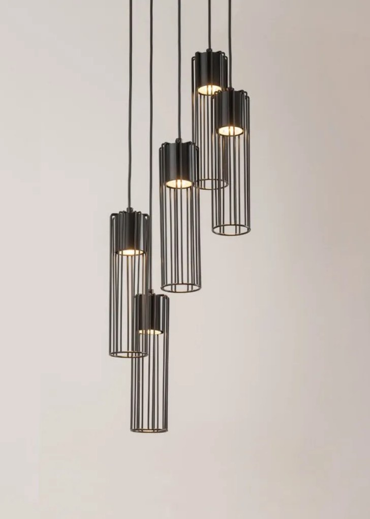 SIGMA LIGHTING 33459 FOBIA Többágú Függesztett Lámpa Fekete GU10 IP20