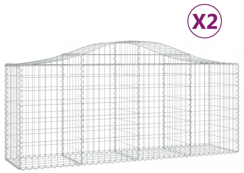 2 db íves horganyzott vas gabion kosár 200x50x80/100 cm