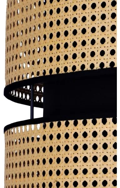 Duolla - Csillár zsinóron DUO 1xE27/15W/230V átm. 40 cm rattan/fekete