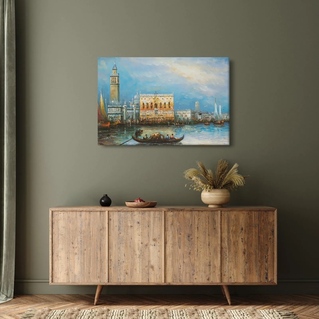 Kép - gondola Velencén áthaladva, olajfestmény (90x60 cm)