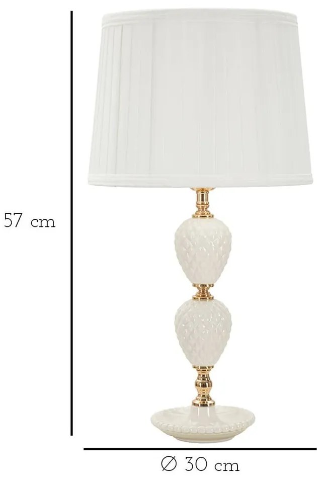 Fehér asztali lámpa textil búrával (magasság 57 cm) Torre – Mauro Ferretti