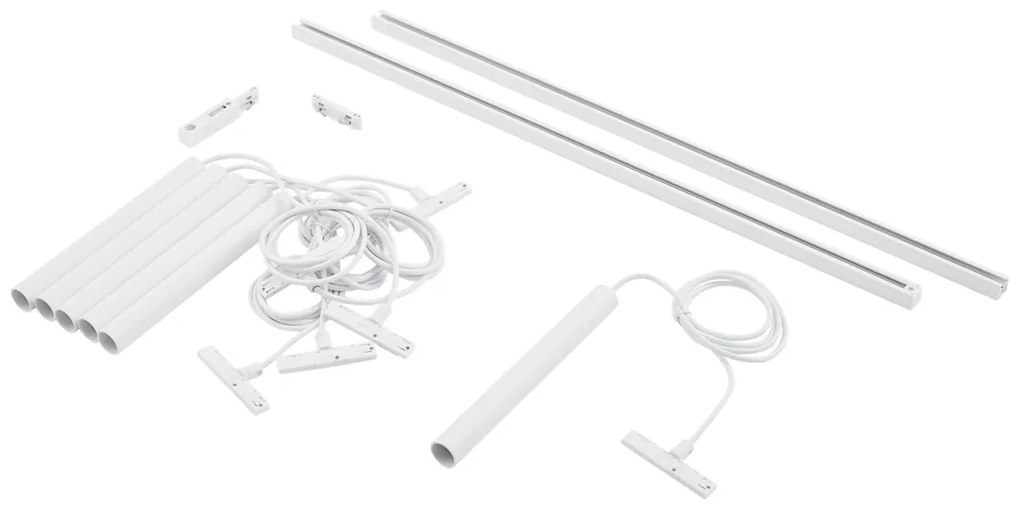 Modern sínrendszer 6 fehér függőlámpa foglalattal, 1 fázisú - Slimline Keno