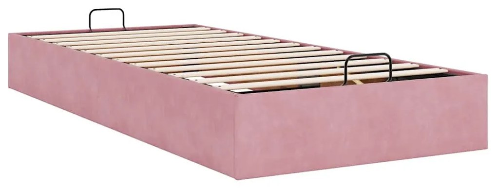 Ottomán ágykeret matrac nélkül rózsaszín 80x200 cm bársony