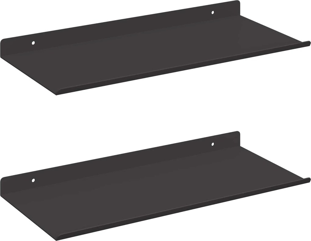 vidaXL Lebegő polc 2 pcs Fekete 40 x 17,5 x 2,5 cm Acél
