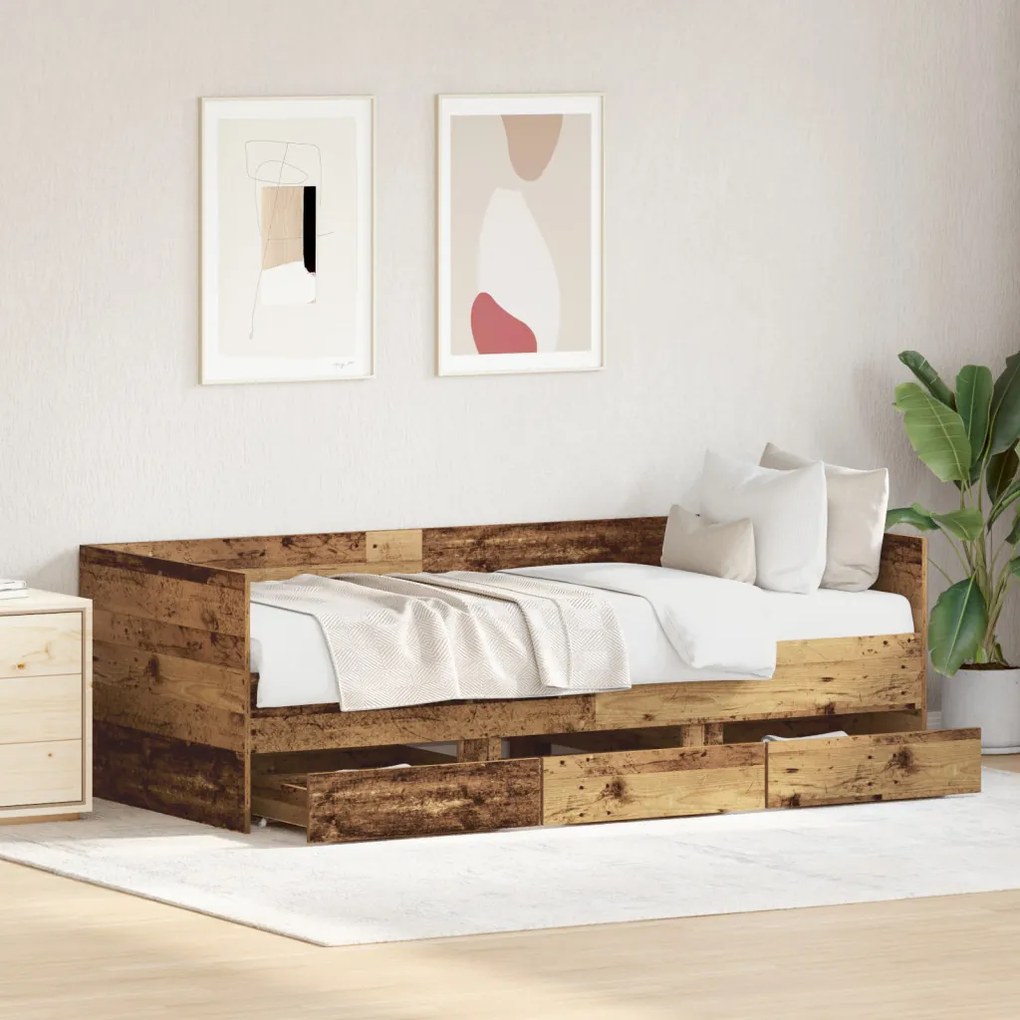 Rusztikus Nappaliágy Régi fa F.Engineered wood 90 x 200 cm