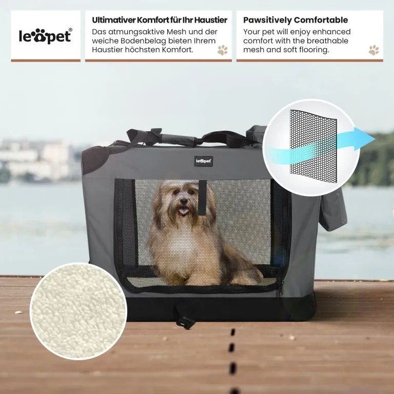 Leopet® Szállítódoboz kutyáknak S 49,5x34,5 x 35 cm antracit