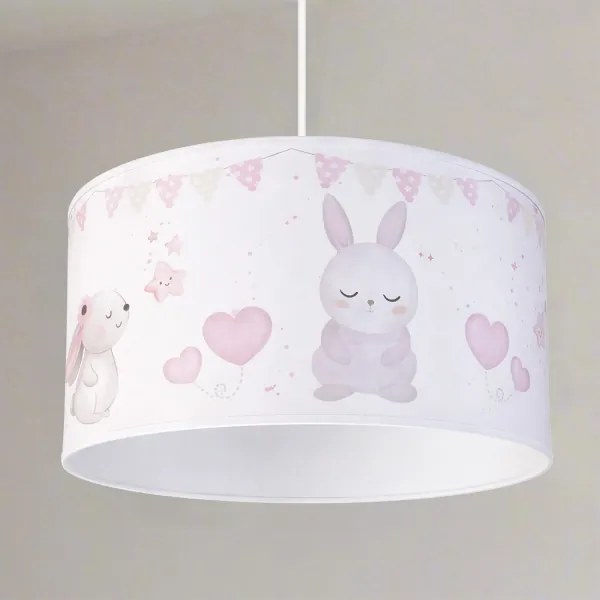 Brilagi - LED gyerekszoba függőlámpa zsinóron BOBO 1xE27/60W/230V Ø 35 cm fehér/nyuszik