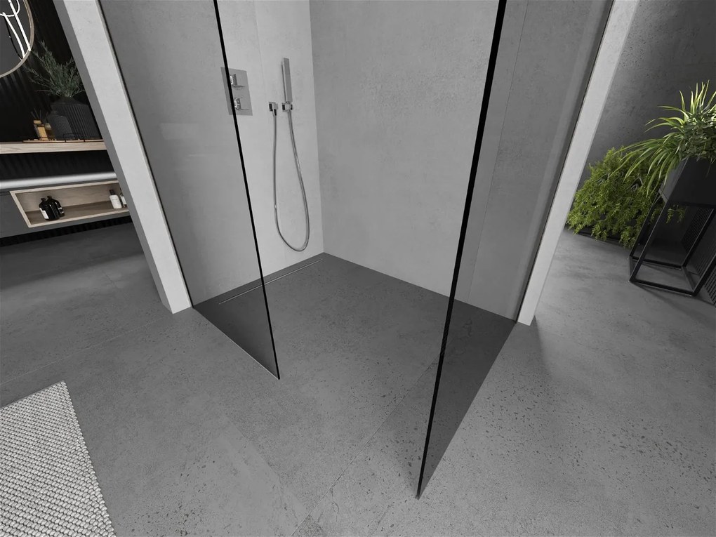 Mexen Kioto, 2 falas Walk-In zuhany paraván 160 x 95 cm, 8 mm átlátszó üveg, csiszolt acél profil, 800-160-202-97-00-095
