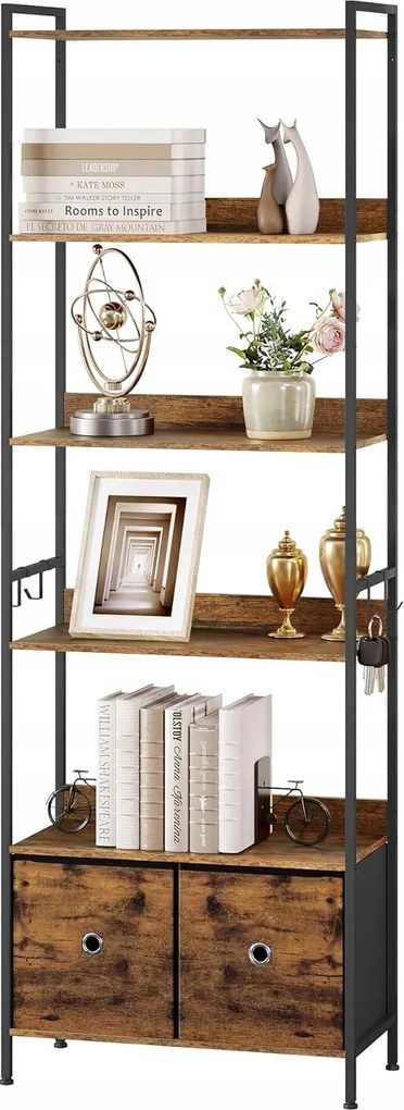 Woltu 5 szintes könyvespolc 2 fiókkal