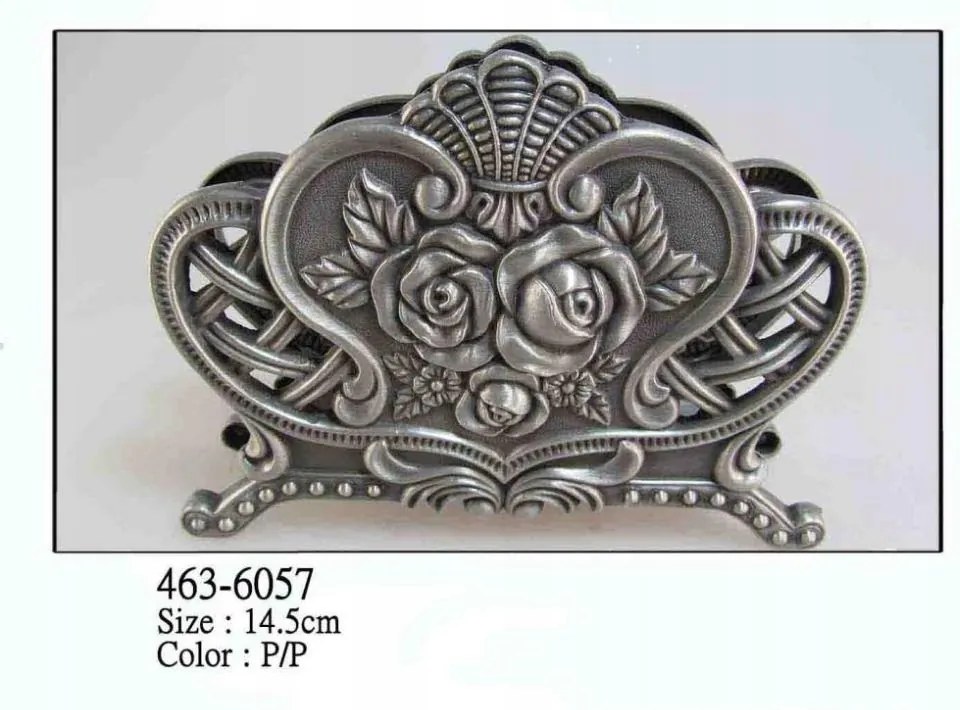 Stílusos fém szalvétatartó, retro, ón színű