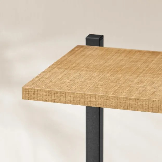 LOREDO virágtartó tölgyfa dekorral, fekete